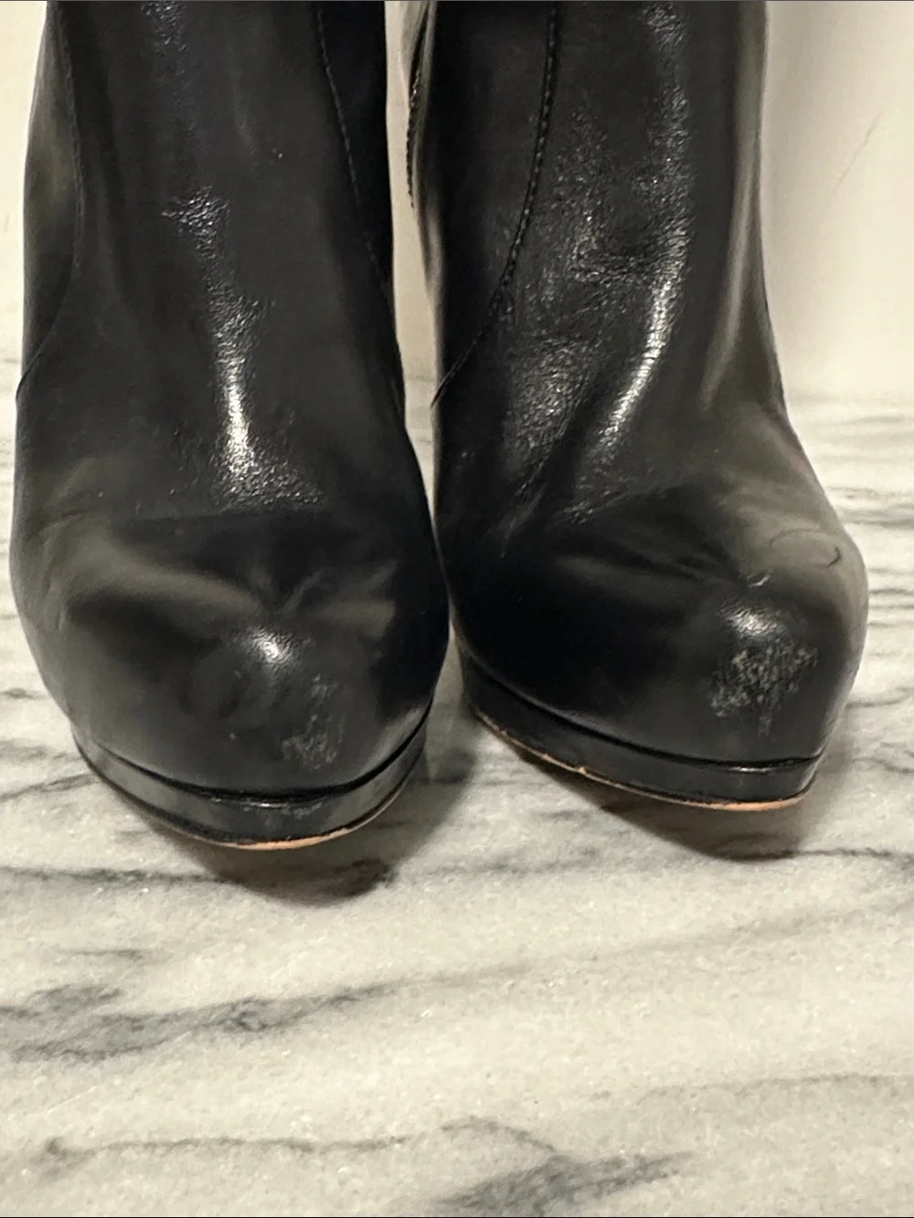 MICHAEL Michael Kors Hayley Heeled Boots Two-Tone Black Brown Leather 7M EUC